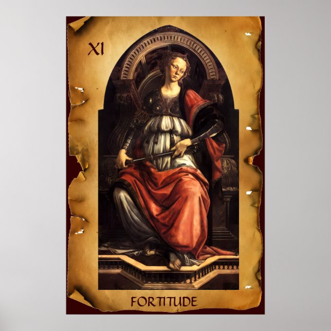 ANTIQUE RENAISSANCE TAROTS 11/ FORTITUDE Parchment Poster (Framsidan)