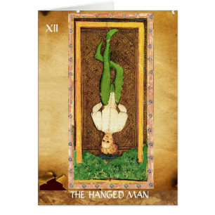 ANTIQUE RENAISSANCE TAROTS 12 / HANGED MAN HÄLSNINGSKORT