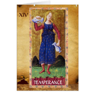 ANTIQUE RENAISSANCE TAROTS 14/TEMPERANCE HÄLSNINGSKORT