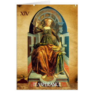 ANTIQUE RENAISSANCE TAROTS 14/TEMPERANCE HÄLSNINGSKORT