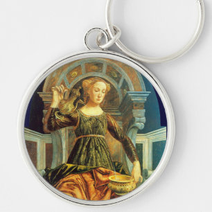 ANTIQUE RENAISSANCE TAROTS 14/TEMPERANCE RUND SILVERFÄRGAD NYCKELRING