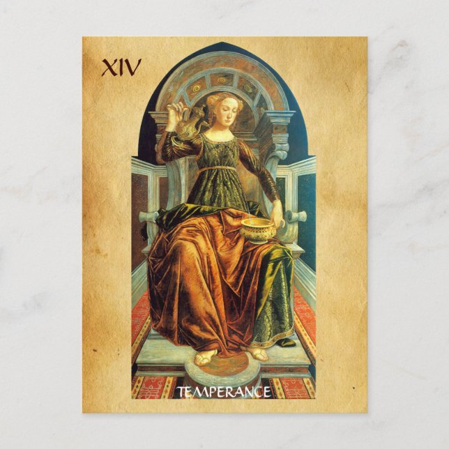 ANTIQUE RENAISSANCE TAROTS 14/TEMPERANCE VYKORT (Framsida)