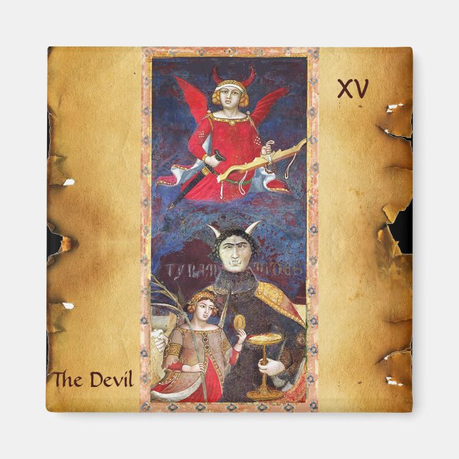 ANTIQUE RENAISSANCE TAROTS 15/DJÄVULEN MAGNET (Framsidan)