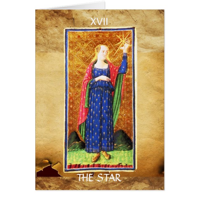 ANTIQUE RENAISSANCE TAROTS 17 / STAR HÄLSNINGSKORT (Framsidan)