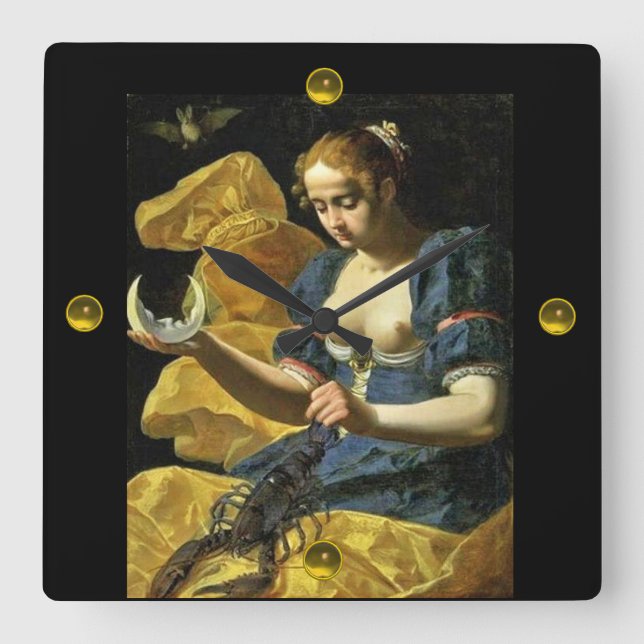 ANTIQUE RENAISSANCE TAROTS 18/MÅNE FYRKANTIG KLOCKA (Framsida)