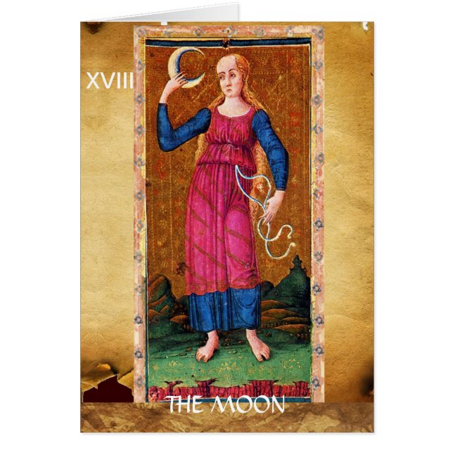 ANTIQUE RENAISSANCE TAROTS 18 / MÅNE HÄLSNINGSKORT (Framsidan)