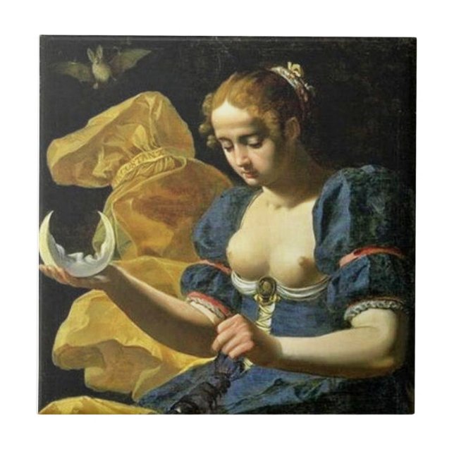 ANTIQUE RENAISSANCE TAROTS 18/MÅNE KAKELPLATTA (Framsidan)