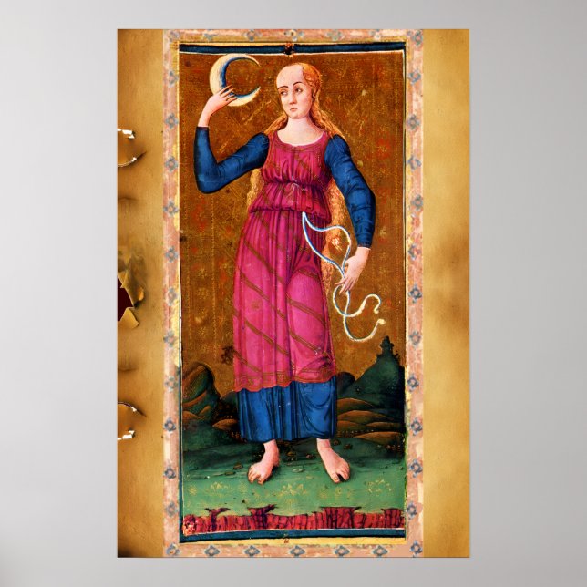 ANTIQUE RENAISSANCE TAROTS 18 / MÅNE POSTER (Framsidan)