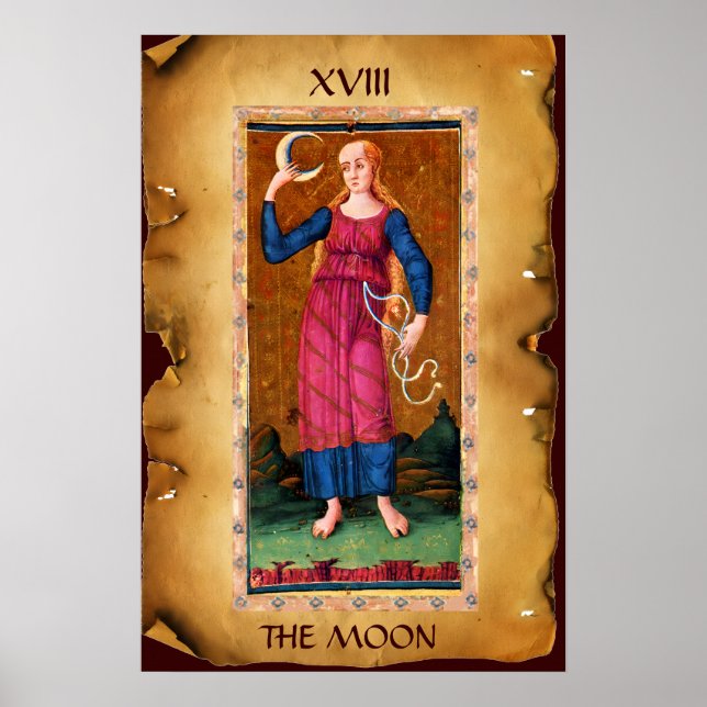 ANTIQUE RENAISSANCE TAROTS 18 / MÅNE POSTER (Framsidan)
