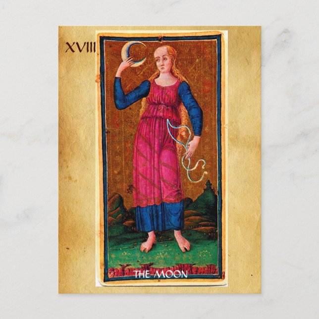 ANTIQUE RENAISSANCE TAROTS 18 / MÅNE VYKORT (Framsida)