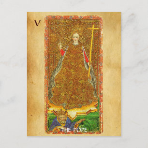 ANTIQUE RENAISSANCE TAROTS 5 / POPE ( Faith ) Vykort