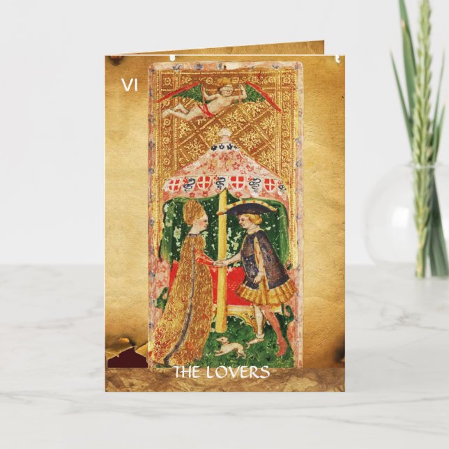 ANTIQUE RENAISSANCE TAROTS /ÄLSKARE Valentine Day Helgkort (Framsida)