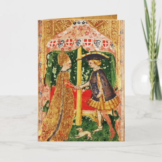 ANTIQUE RENAISSANCE TAROTS /ÄLSKARE Valentine Day Helgkort (Framsida)