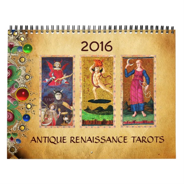 ANTIQUE RENAISSANCE TAROTS BLOMMIGT PARCHMENT 2016 KALENDER (Omslag)