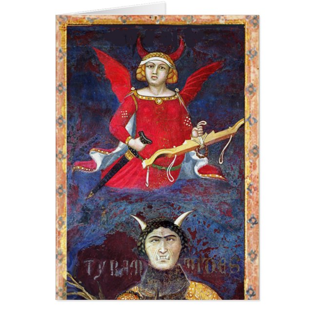 ANTIQUE RENAISSANCE TAROTS DJÄVULEN Pride Detail Hälsningskort (Framsidan)