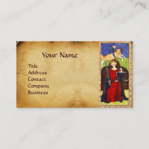 ANTIQUE RENAISSANCE TAROTS, JUSTICE PARchMENT Visitkort
