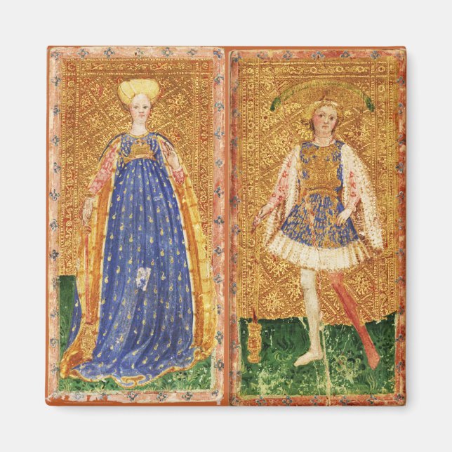 ANTIQUE RENAISSANCE TAROTS/MAID OCH SIDA OF TROLLS MAGNET (Framsidan)