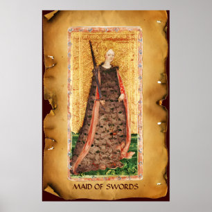 ANTIQUE RENAISSANCE TAROTS/MAID OF SWORDS POSTER