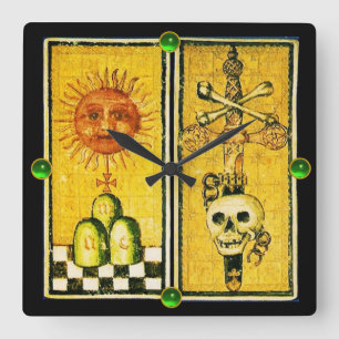 ANTIQUE RENAISSANCE TAROTS/SOL ,ACE OF SWORDS FYRKANTIG KLOCKA