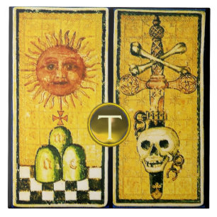 ANTIQUE RENAISSANCE TAROTS/SOL ,ACE OF SWORDS KAKELPLATTA