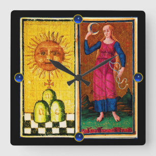 ANTIQUE RENAISSANCE TAROTS/SOL OCH MÅNE FYRKANTIG KLOCKA