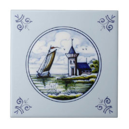 Antique Repro Scenia Delft Blue Multifärgad Tile Kakelplatta