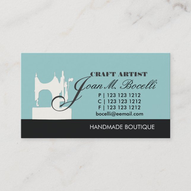 Antique Retro Black Work Seing Maskin Tailoring Visitkort (Framsida)