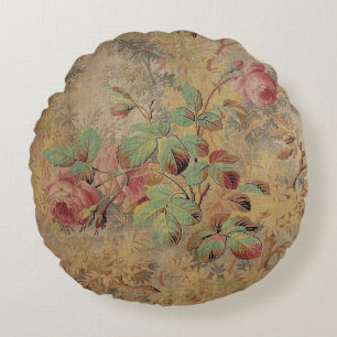 Antique Ro Blommigt Rund Kudde