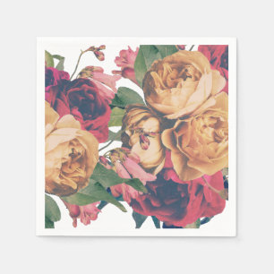 Antique Ro Botanical Fete Bröllop Bord Napkins Pappersservett