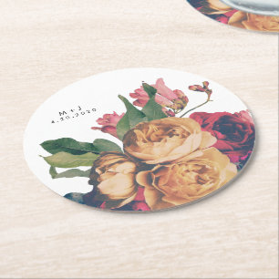 Antique Ro Botanical Fete Bröllop Bord Underlägg Papper Rund