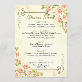 Antique Ro Bröllop Menu 5 x 7 Meny