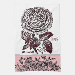 Antique Ro - Ditt val av Rosa för text Kökshandduk