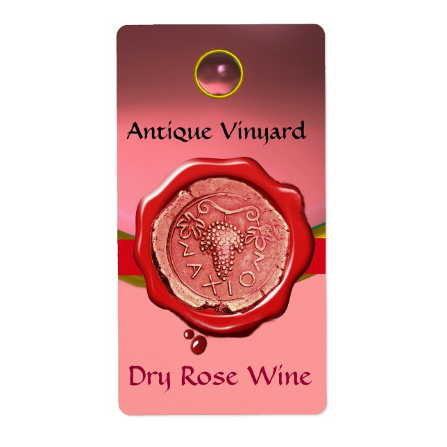 ANTIQUE RO GRAPE VIN RÖD VAX SEAL,Rosa Fraktsedel (Framsidan)