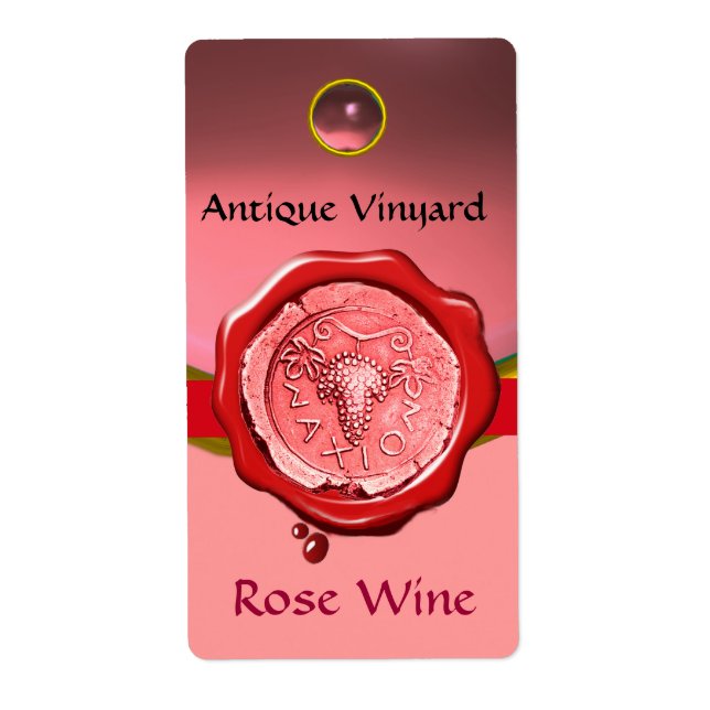 ANTIQUE RO GRAPE VIN RÖD VAX SEAL,Rosa Fraktsedel (Framsidan)