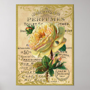 Antique Ro Parfym Butterflies Poster