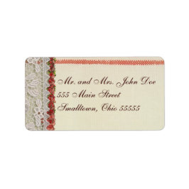 Antique Ro Snöre Rustic Red Victorian Burlap Adressetikett