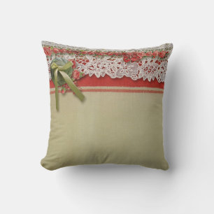 Antique Ro Snöre Rustic Red Victorian Burlap Kudde