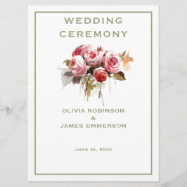 Antique Ro Watercolor Ro Ceremony Program