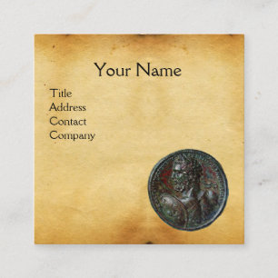 ANTIQUE ROMAN BRONZE MEDALLION Brown Parchment Fyrkantigt Visitkort