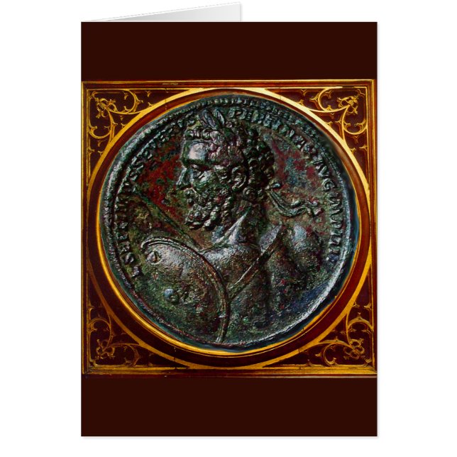 ANTIQUE ROMAN BRONZE MEDALLION HÄLSNINGSKORT (Framsidan)