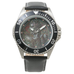 ANTIQUE ROMAN BRONZE MEDALLION MED ROSA GEMSTONER ARMBANDSUR