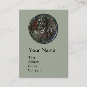 ANTIQUE ROMAN BRONZE MEDALLION MONOGRAM, Grått Visitkort