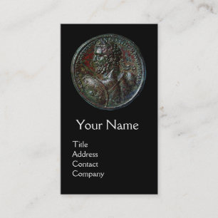 ANTIQUE ROMAN BRONZE MEDALLION MONOGRAM, Svart Visitkort