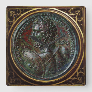 ANTIQUE ROMAN BRONZE MEDALLION SEPTIMUS SEVERUS FYRKANTIG KLOCKA