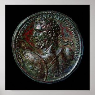 ANTIQUE ROMAN BRONZE MEDALLION SEPTIMUS SEVERUS POSTER