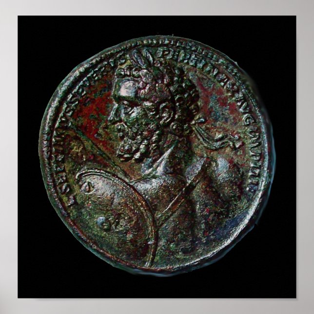 ANTIQUE ROMAN BRONZE MEDALLION SEPTIMUS SEVERUS POSTER (Framsidan)