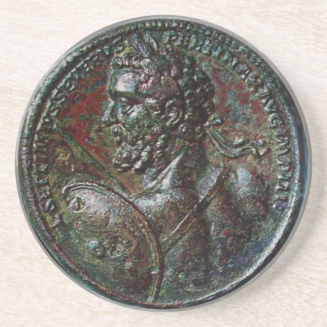 ANTIQUE ROMAN BRONZE MEDALLION SEPTIMUS SEVERUS UNDERLÄGG (Framsidan)