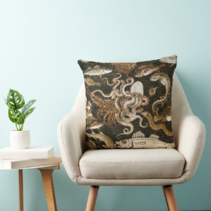 Antique Roman Mosaic Pompeii Sea Life Stone Mosaic Kudde