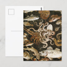 Antique Roman Mosaic Pompeii Sea Life Stone Mosaic
