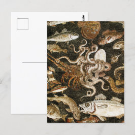 Antique Roman Mosaic Pompeii Sea Life Stone Mosaic Vykort